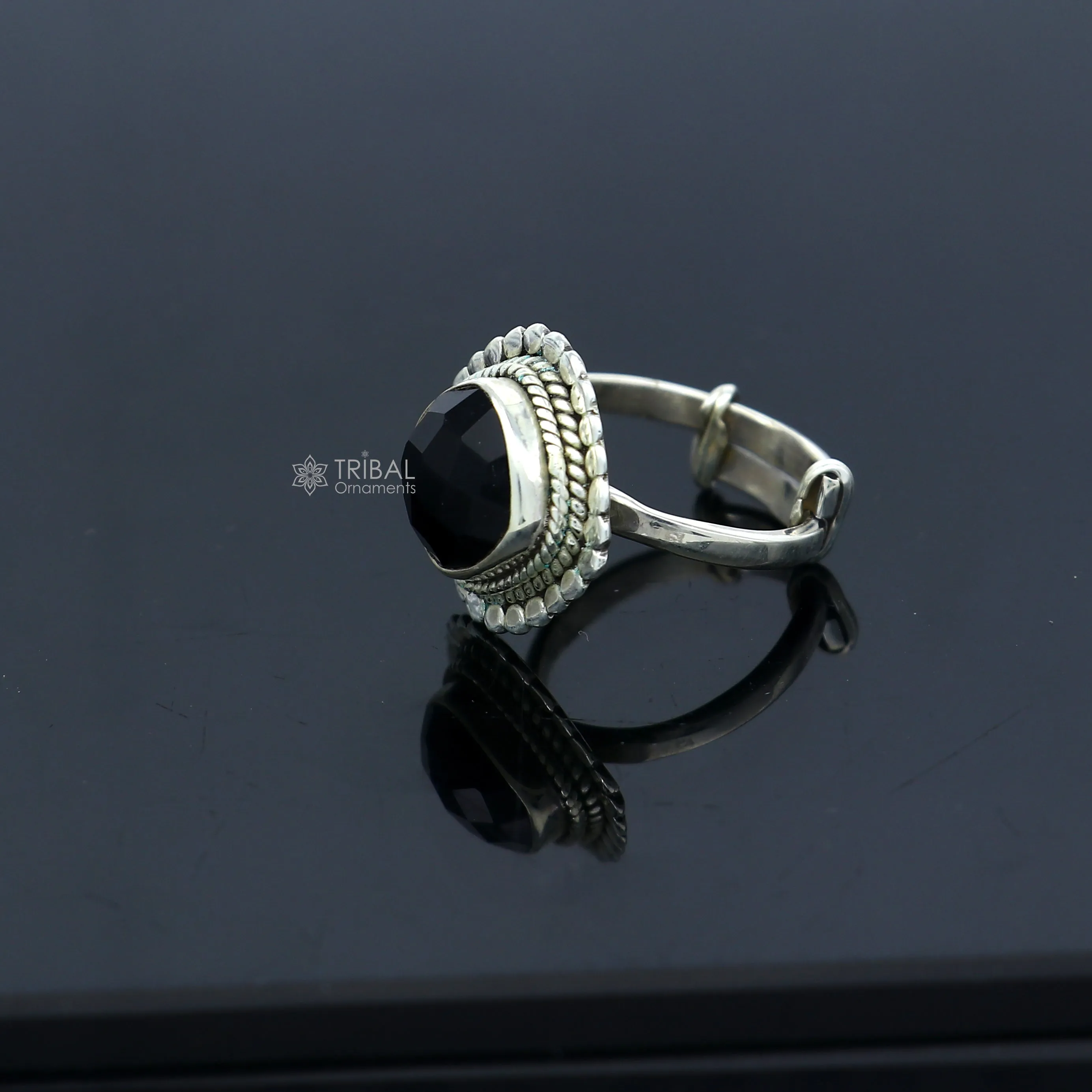 925 sterling silver black stone ring Jewelry sr724