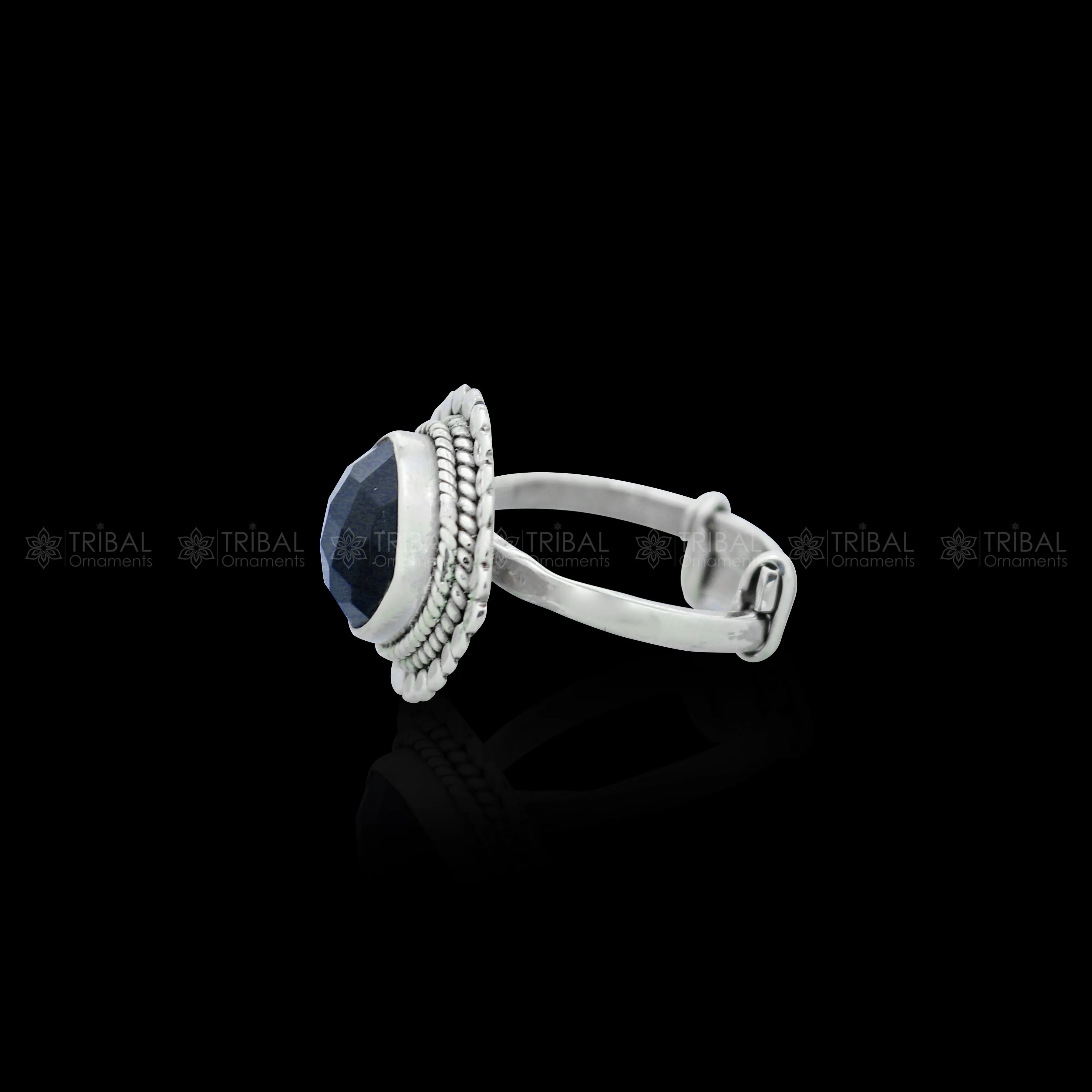 925 sterling silver black stone ring Jewelry sr724