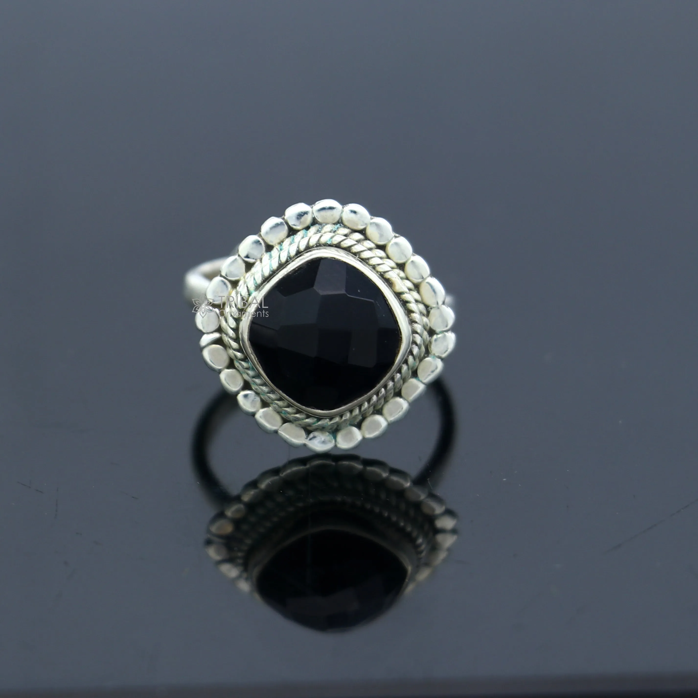 925 sterling silver black stone ring Jewelry sr724