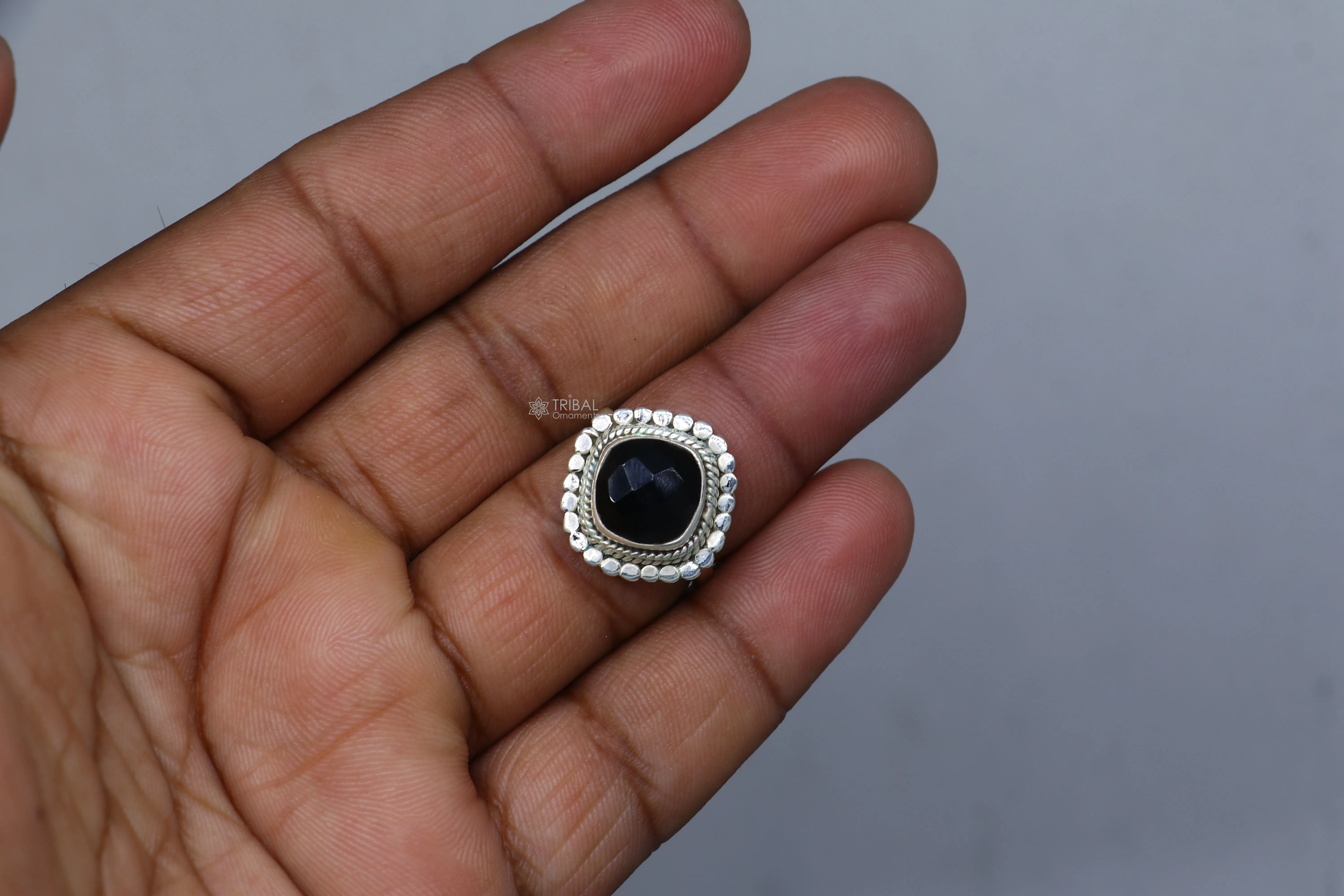925 sterling silver black stone ring Jewelry sr724