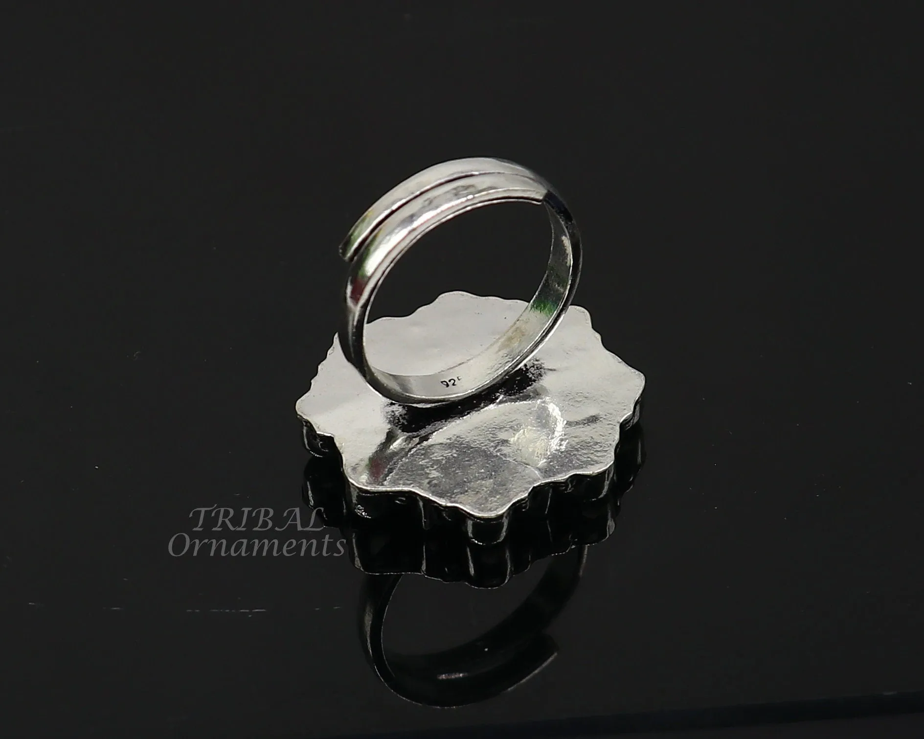 925 sterling silver handmade cubic zirconia and red stone ring adjustable for all sizes best girl's gifting fashionable stylish ring sr354