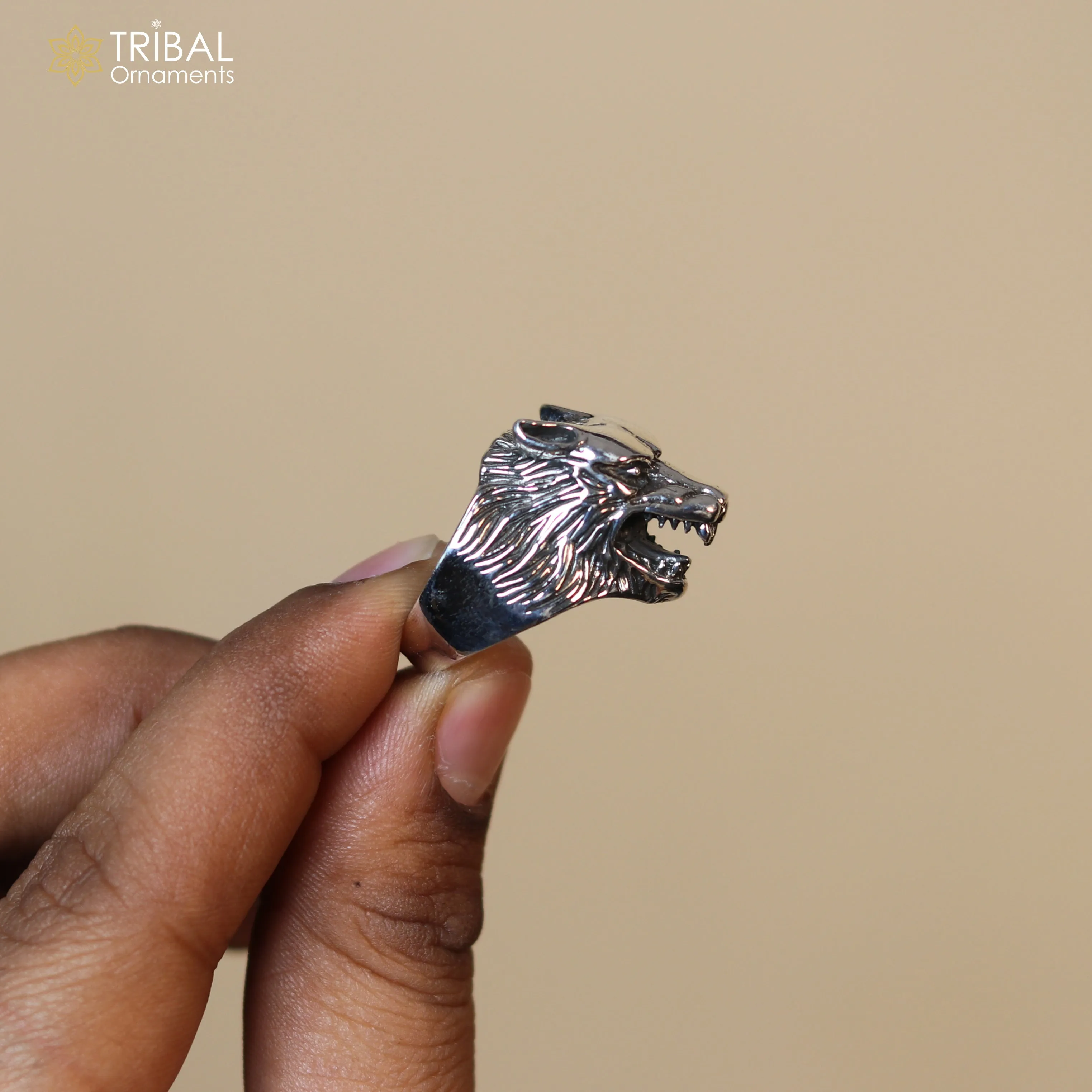 925 sterling silver lion face design ring  men's Jewelry sr768