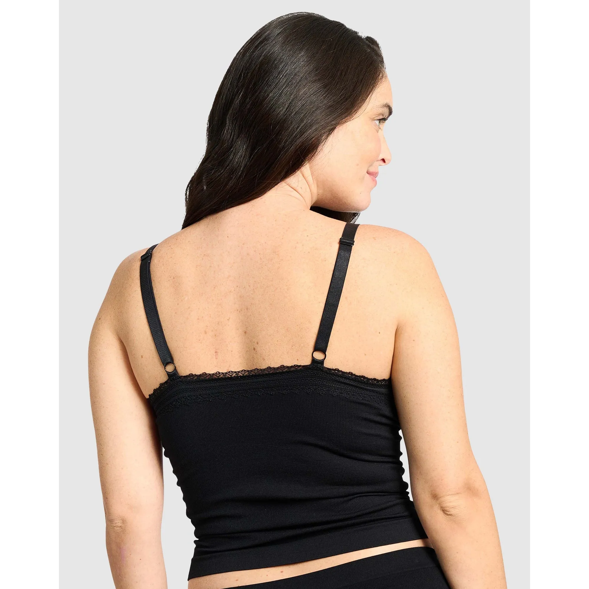 Agathe Ribbed Lace Trim V Neck Lingerie Camisole