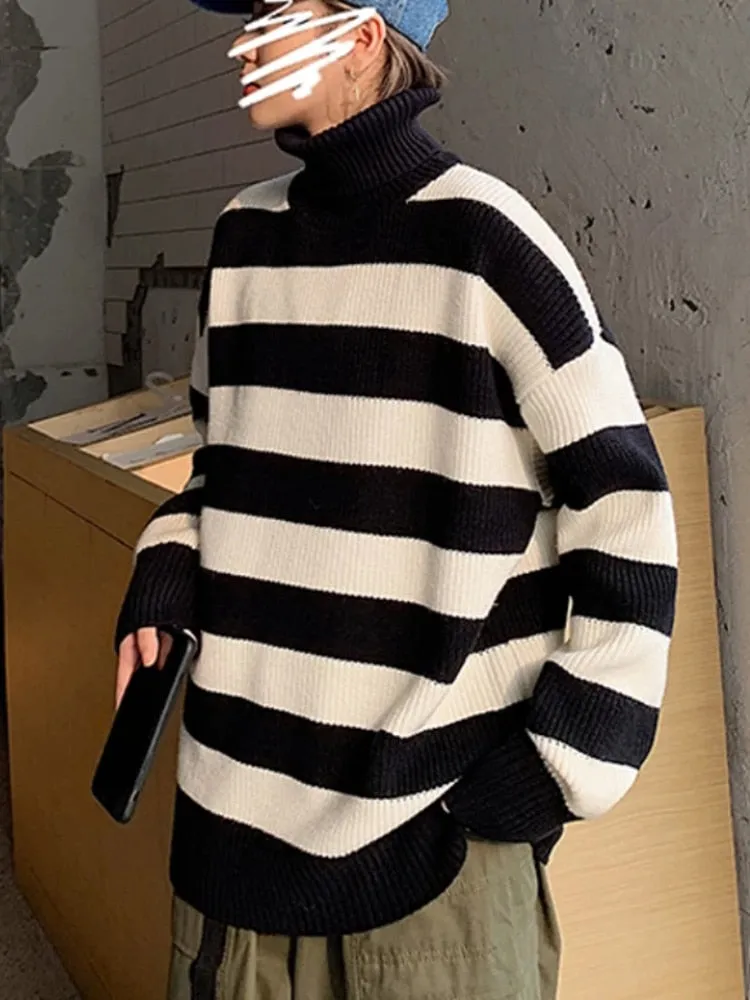Autumn/Winter Women's Knitted Striped Sweater