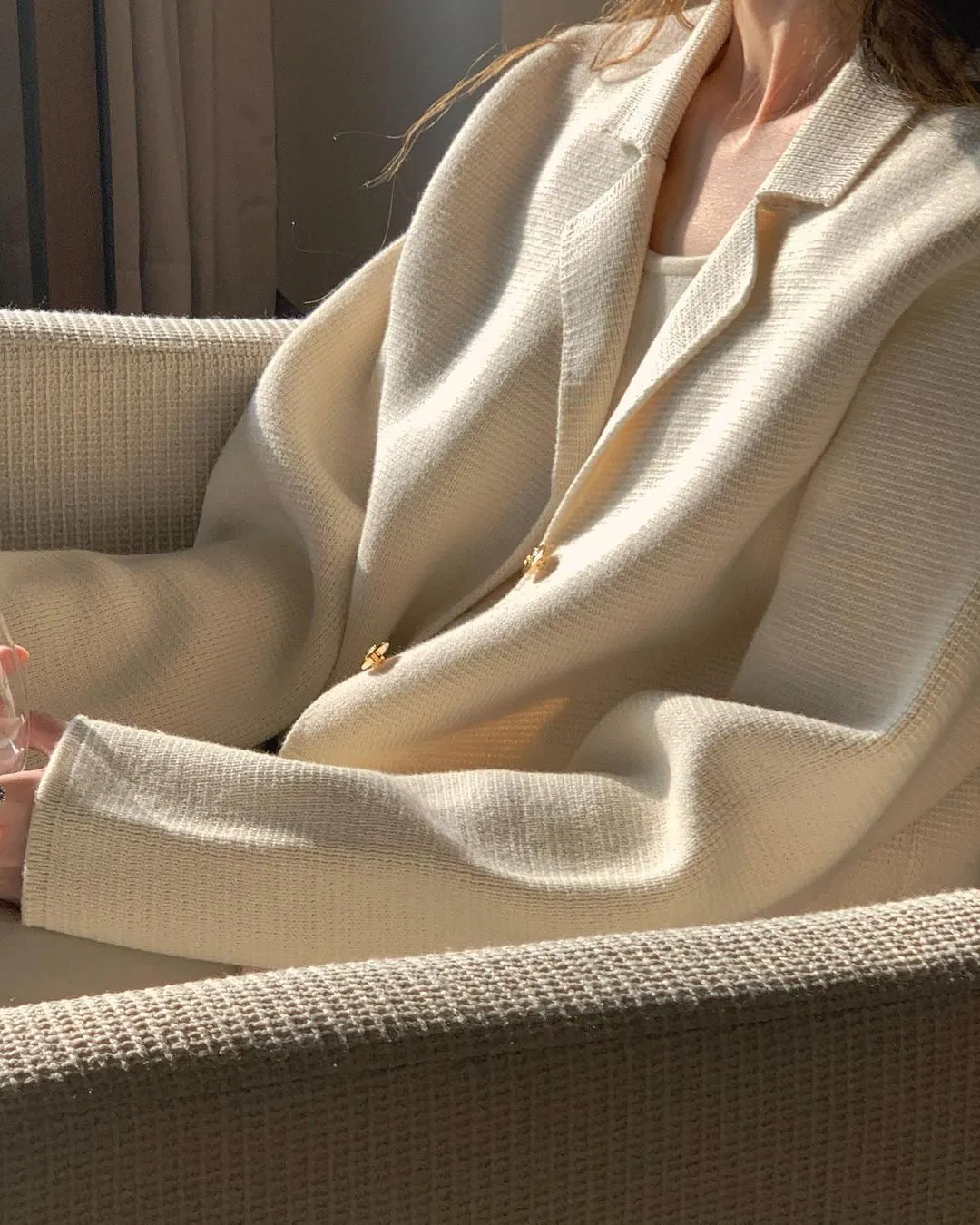 Blazer Style Cardigan with Gold Buttons