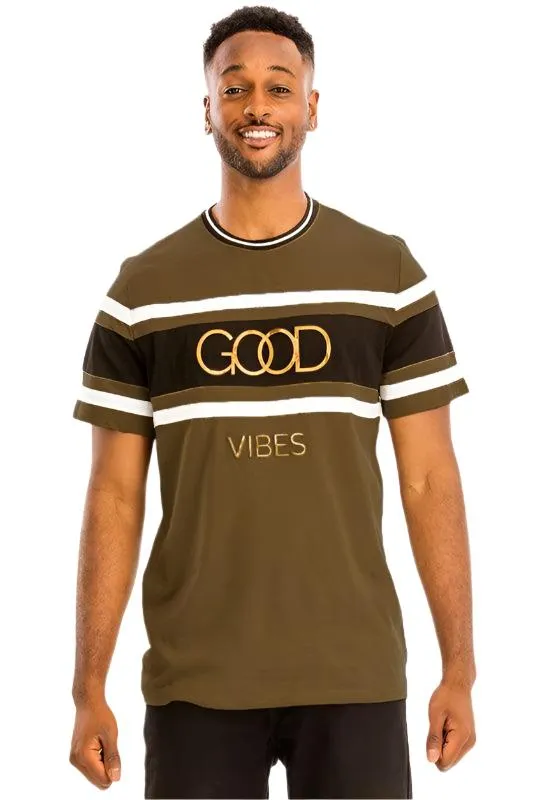 Good Vibes 3D Design Print Gold Foil Multiple Colors