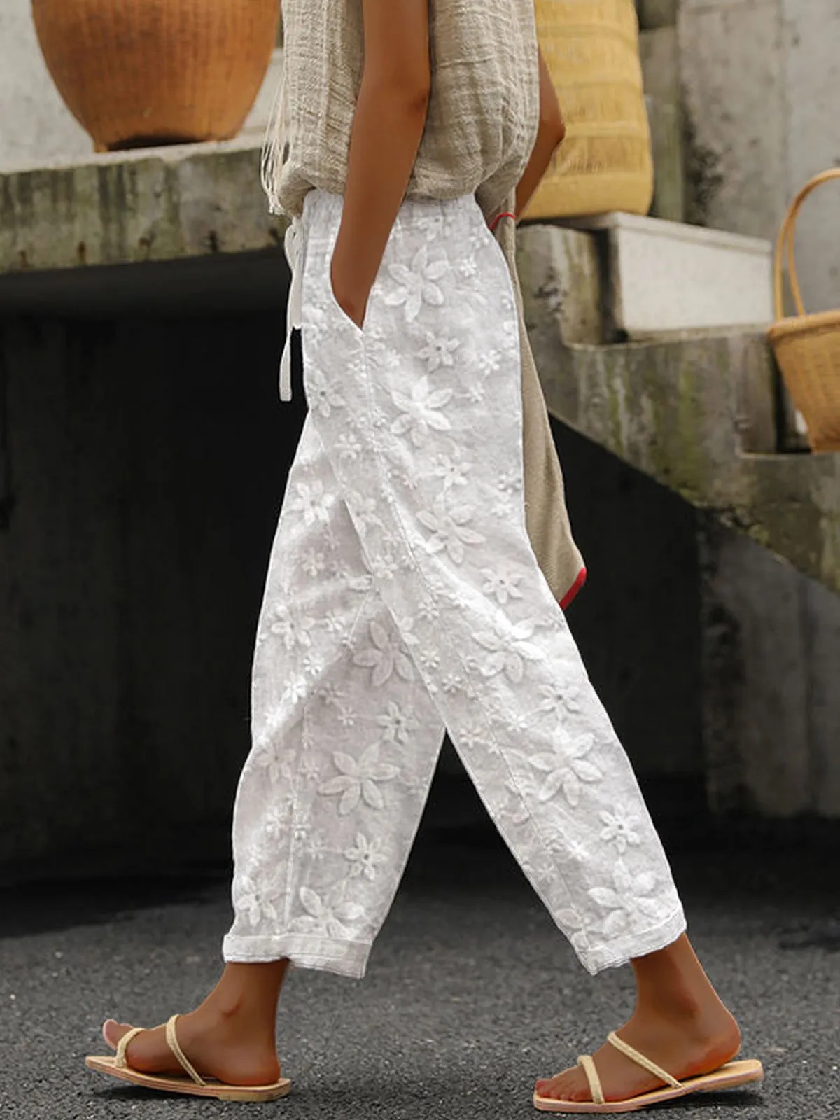 Greattioa-Women's Lace Casual Pants