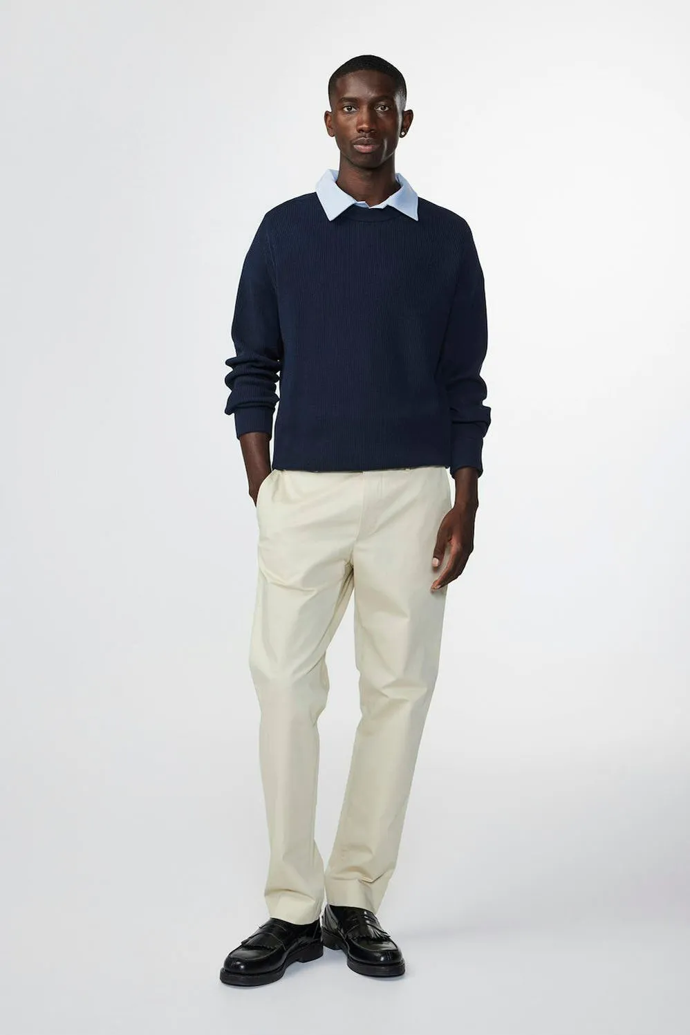Kevin Rib Knitted Sweater - Navy