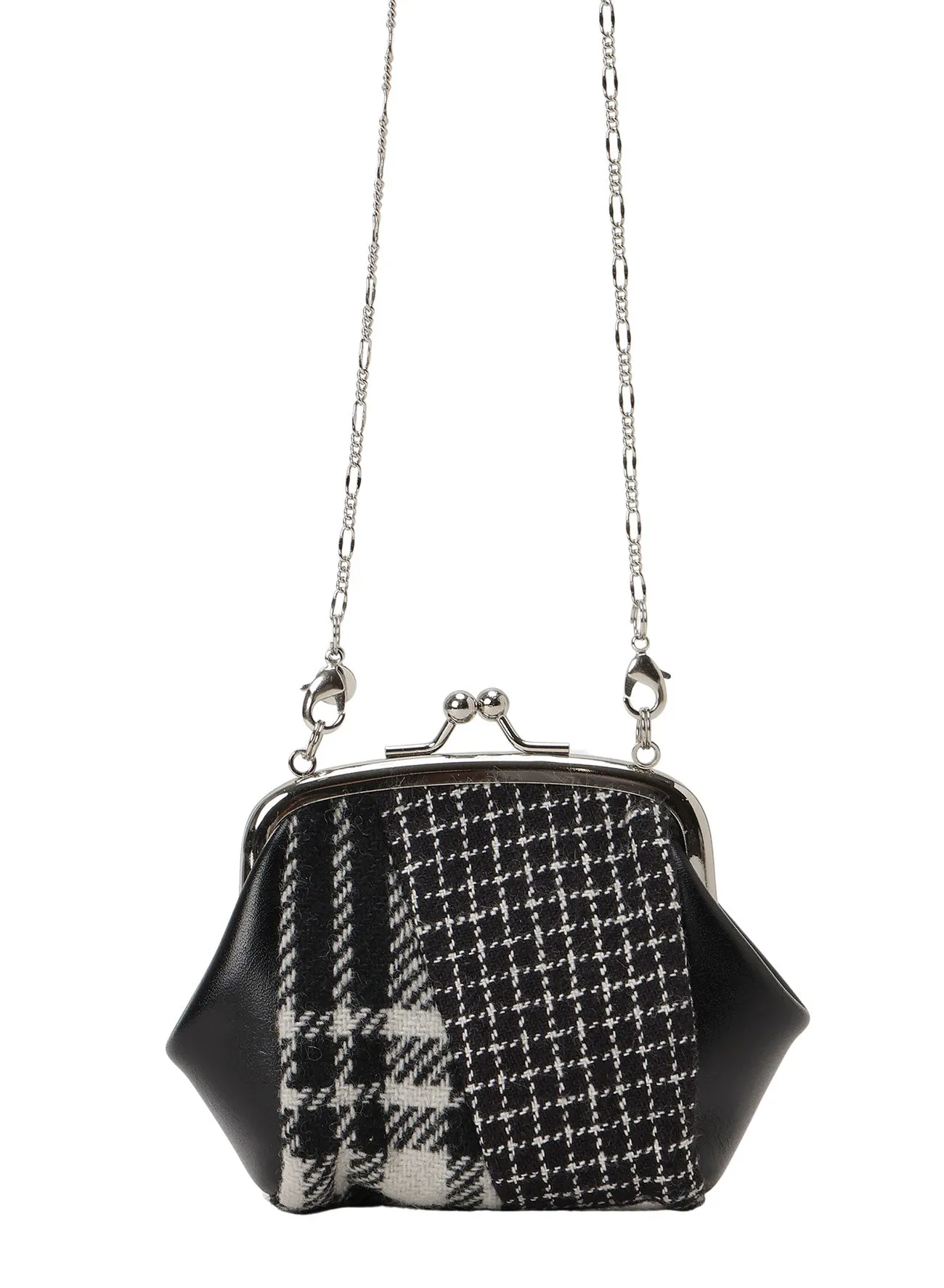LEATHER/MULTI PLAID CLASP NECKLACE