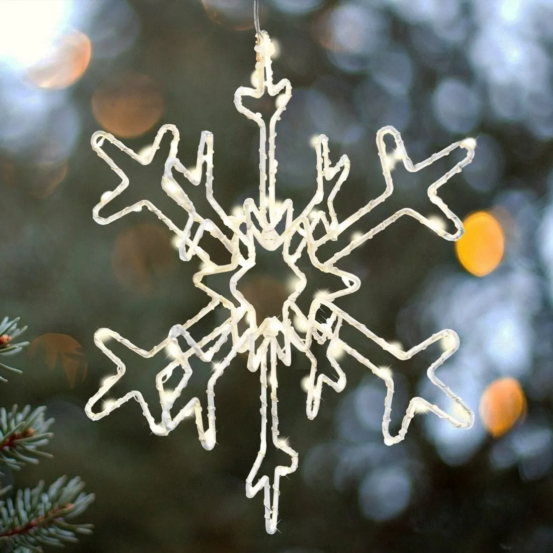 Pre Lit Wire Snowflake Christmas Decoration LED Lights 30cm