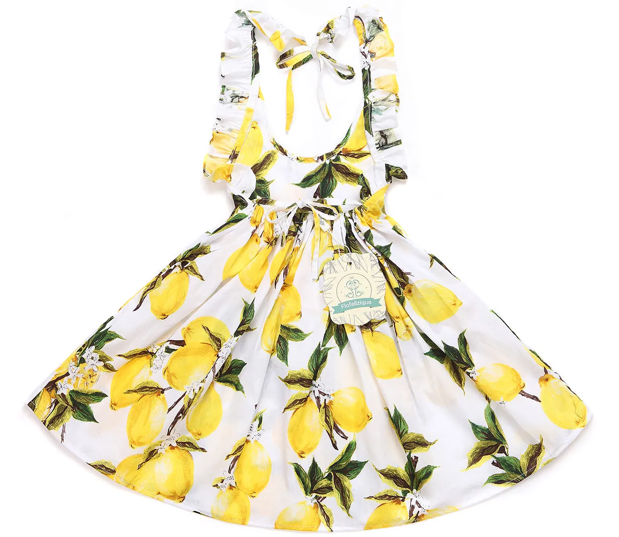 Summer ruffle yellow little girls dress toddler lemon dress for 1- 8 years old