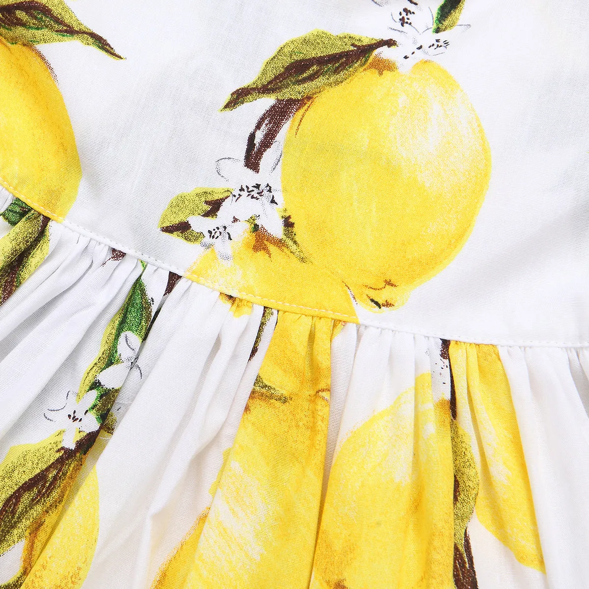 Summer ruffle yellow little girls dress toddler lemon dress for 1- 8 years old