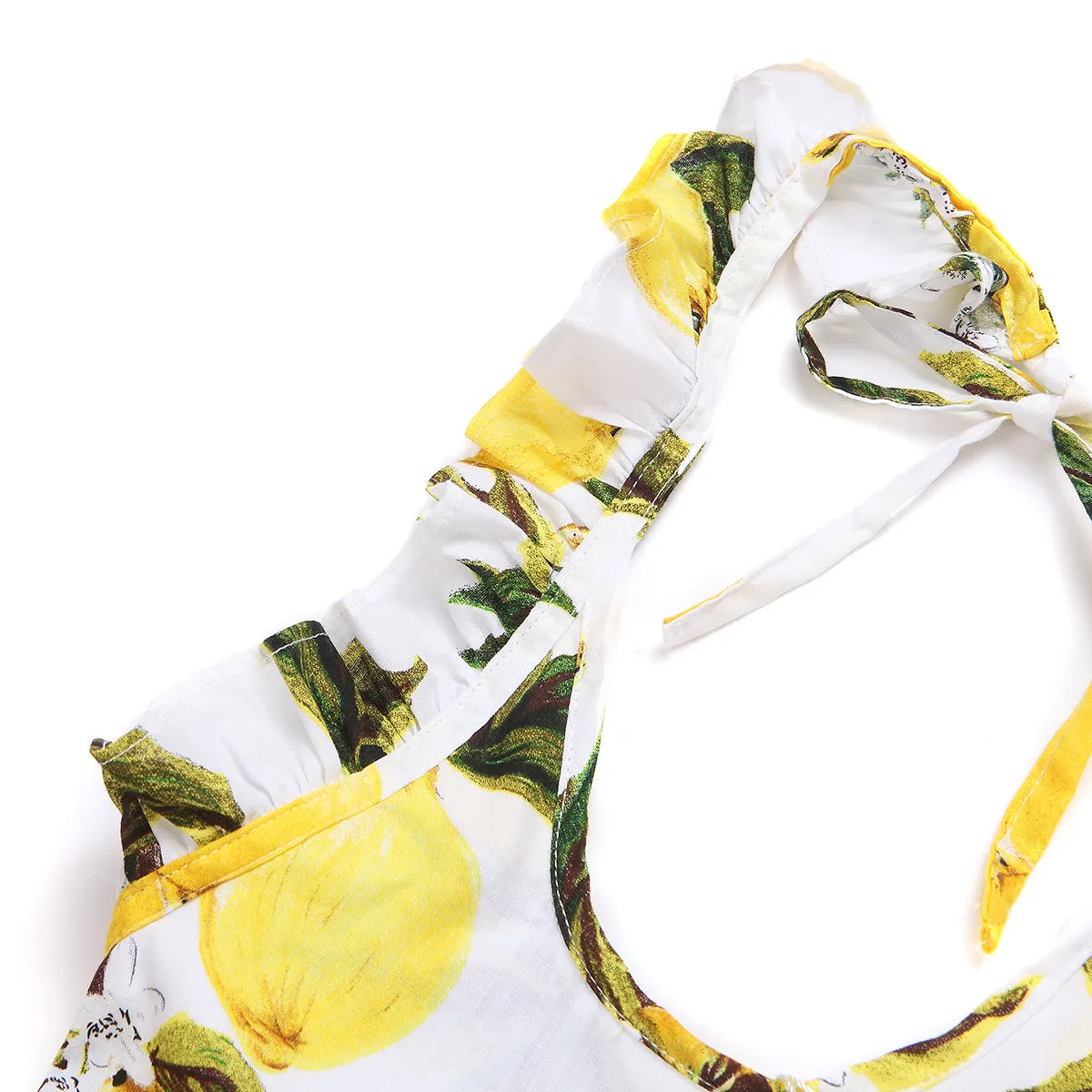 Summer ruffle yellow little girls dress toddler lemon dress for 1- 8 years old