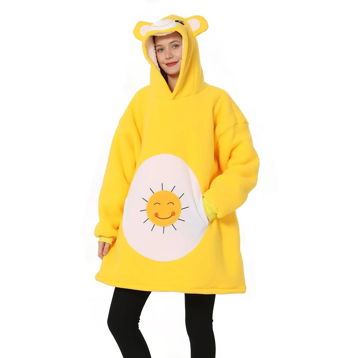 Sunshine Bear Animal Hoodie Wearable Costume Cartoon Keep Warm Lazy TV Blanket