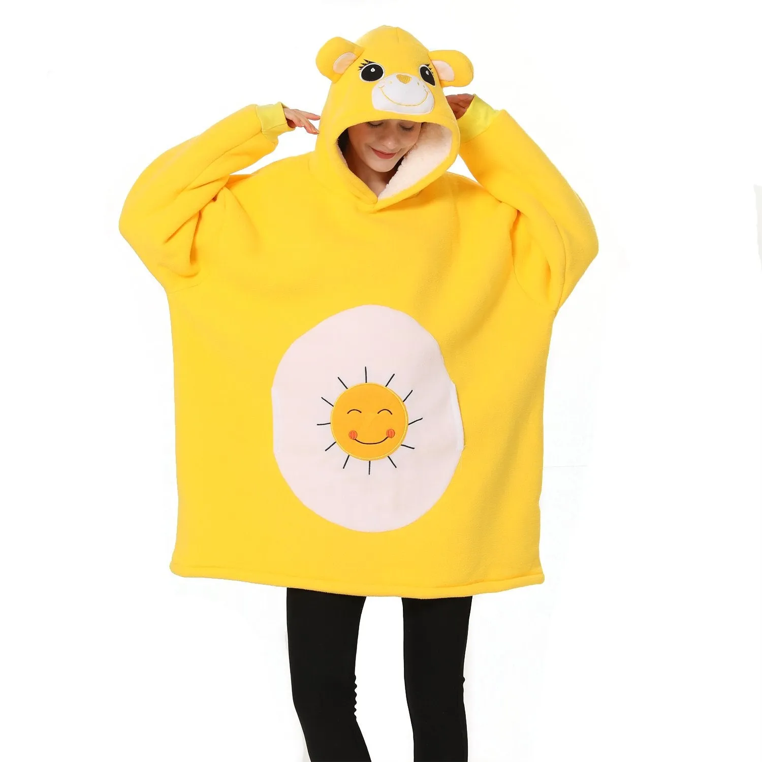 Sunshine Bear Animal Hoodie Wearable Costume Cartoon Keep Warm Lazy TV Blanket