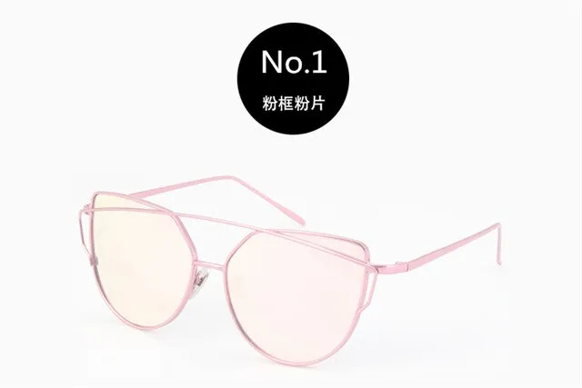 The Best Value Sunglasses For You:2021 Fashion Cat Eye Sunglasses Women Brand Designer Metal Reflective Mirror Sun Glasses For Women Twin-Beams oculos Gafas