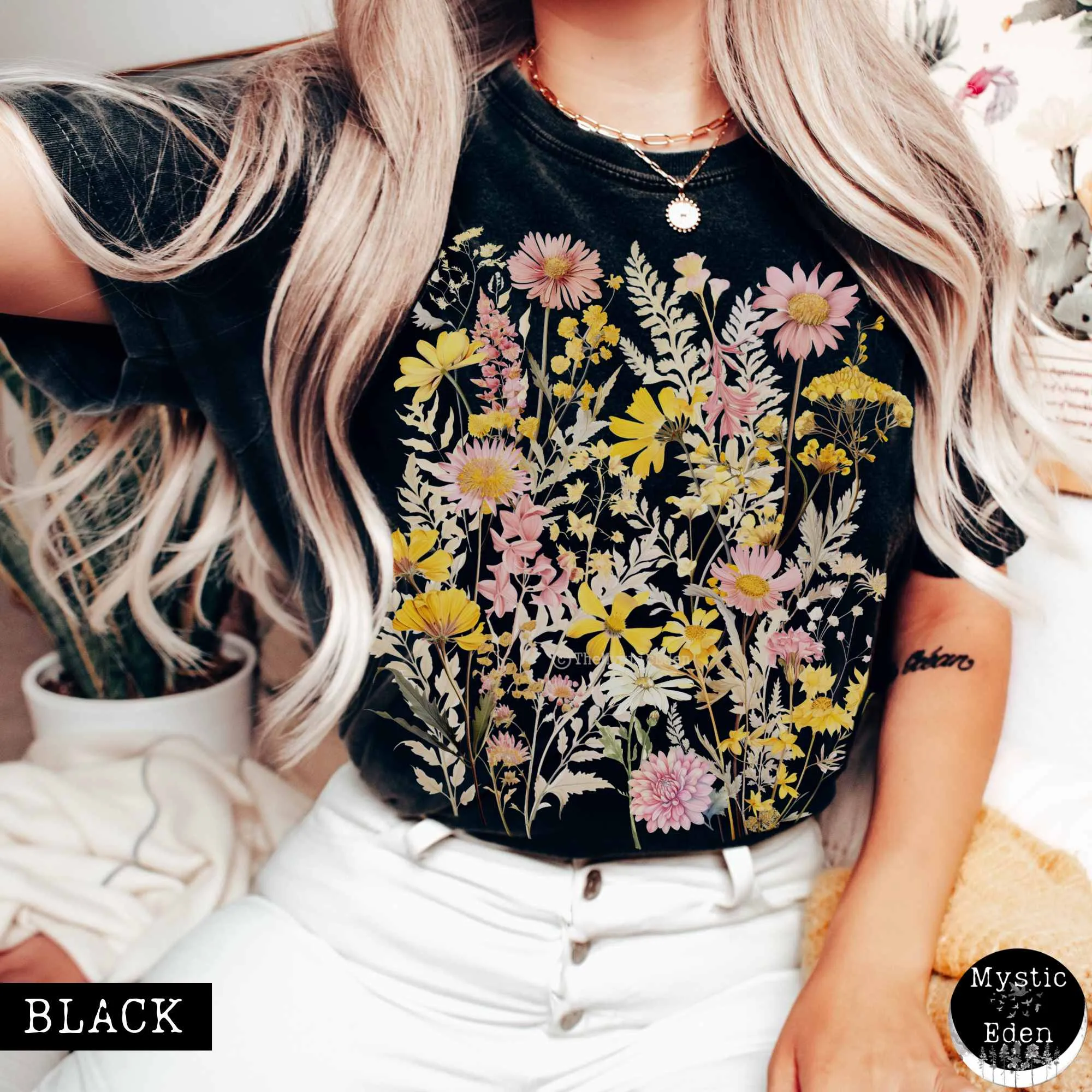 Vintage spring floral wildflowers shirt